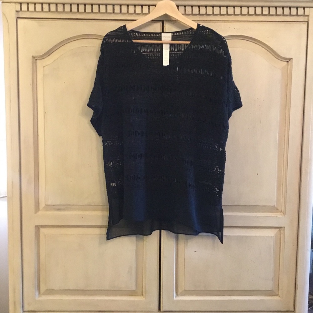 Chico’s Elegant Black Sheer Women's Top Size M